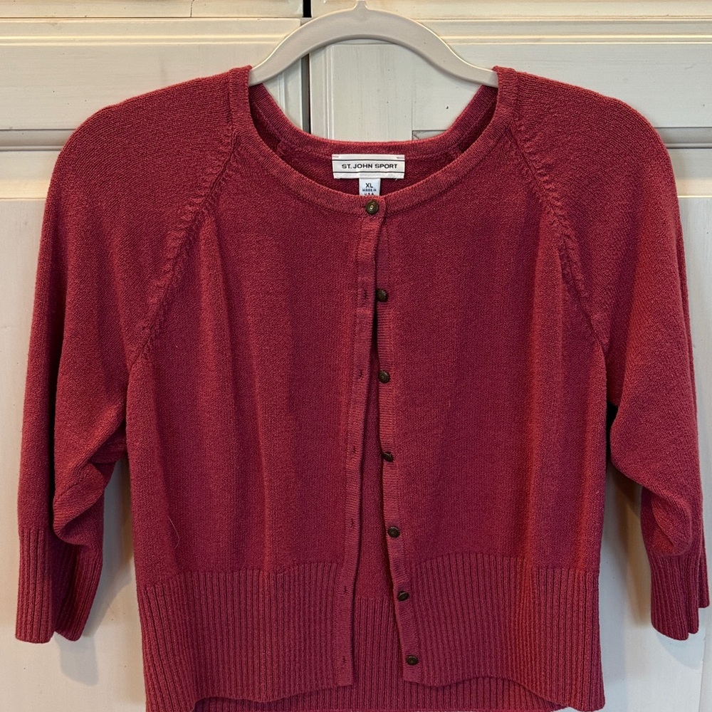 St John Sport Women's Burgundy Rose Cardigan